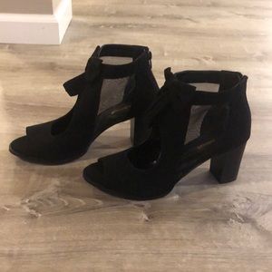 Black open toe booties